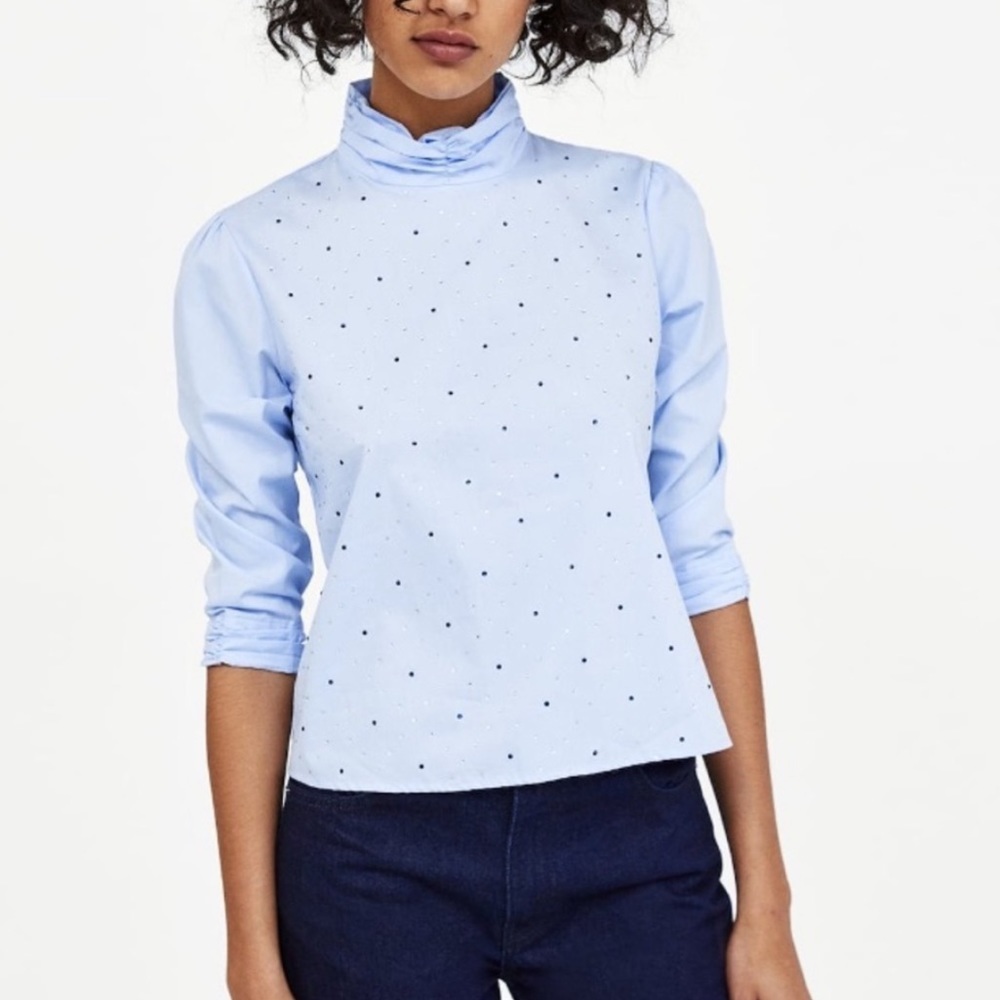 Zara basic light blue turtleneck blouse size L